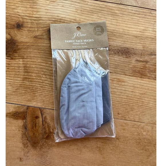 NIP Chambray Blue Fabric Facemasks - Package of 3 Rt $24 - Picture 2 of 4